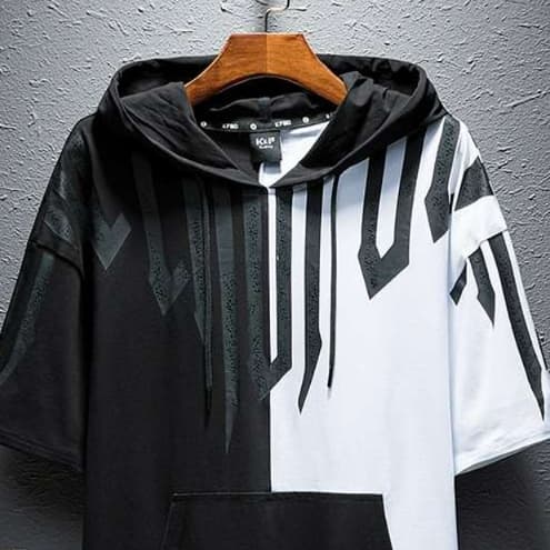 モノトーン切替デザインパーカー