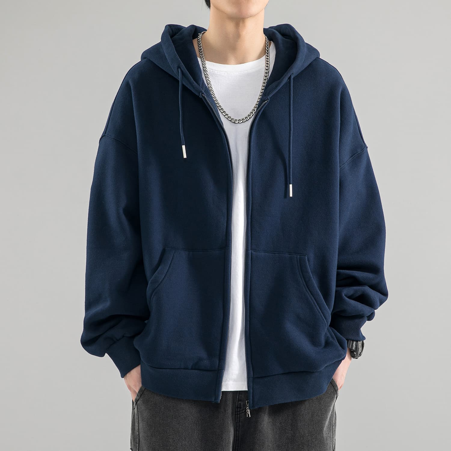 オーバーサイズ 裏起毛 ジップアップ パーカー