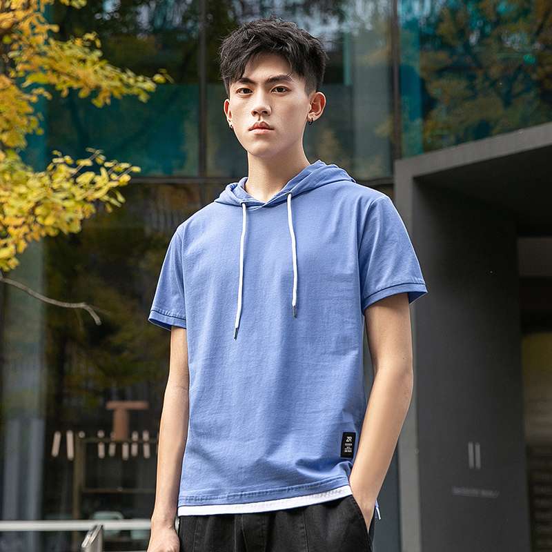 フード付き半袖パーカー