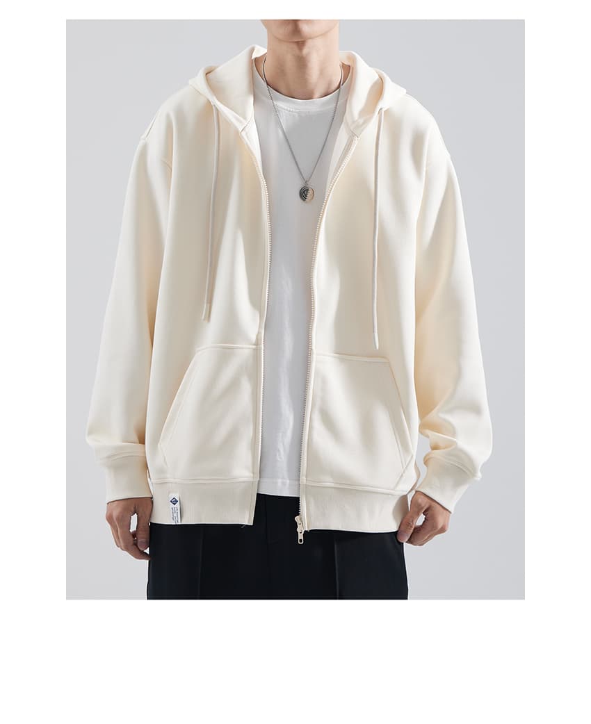シンプル必須品 ゆったりジップパーカー