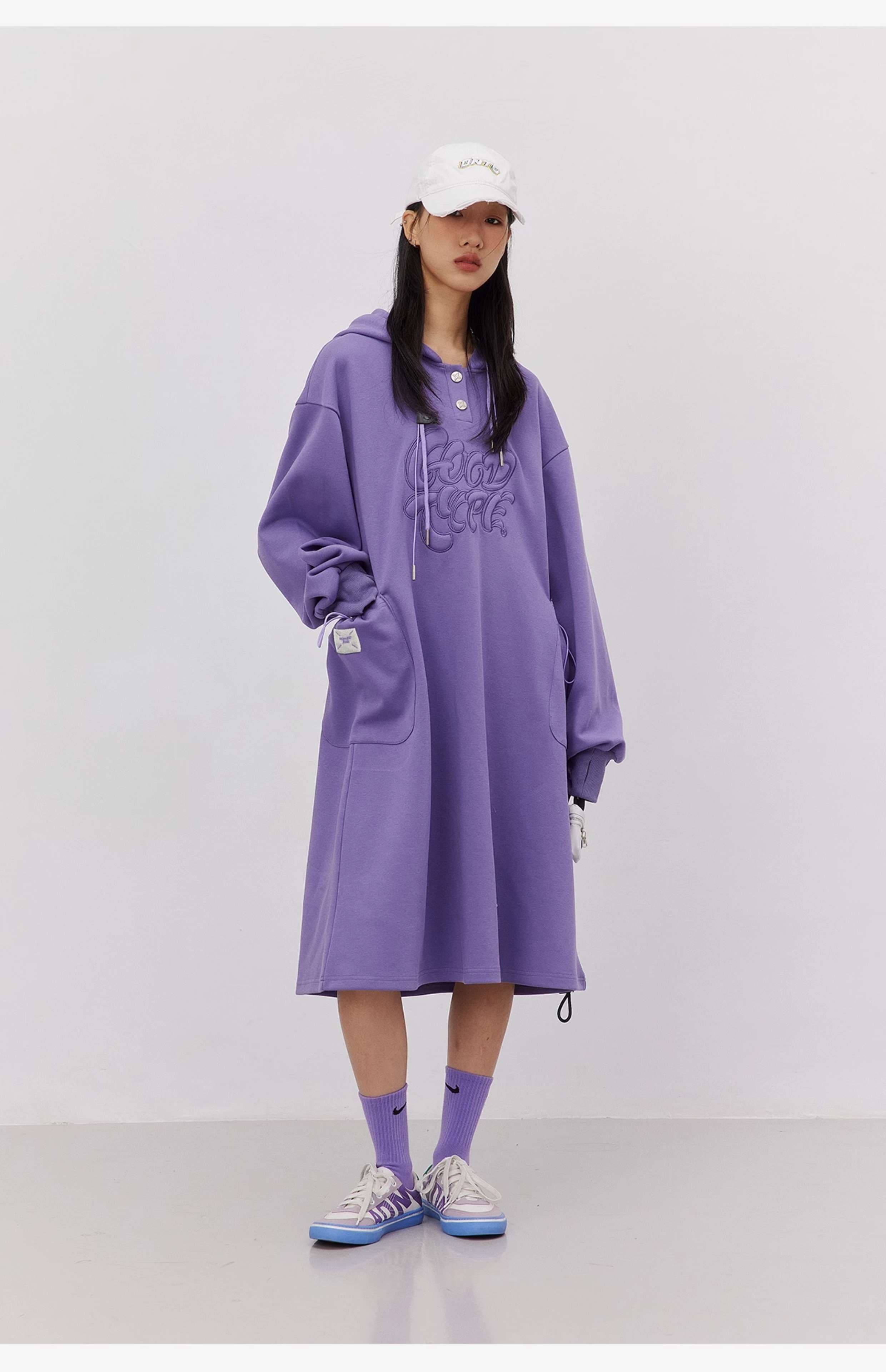 ゆったりロング丈パーカーワンピース