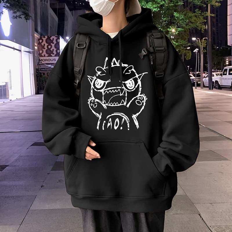 怪獣イラスト ゆったりパーカー