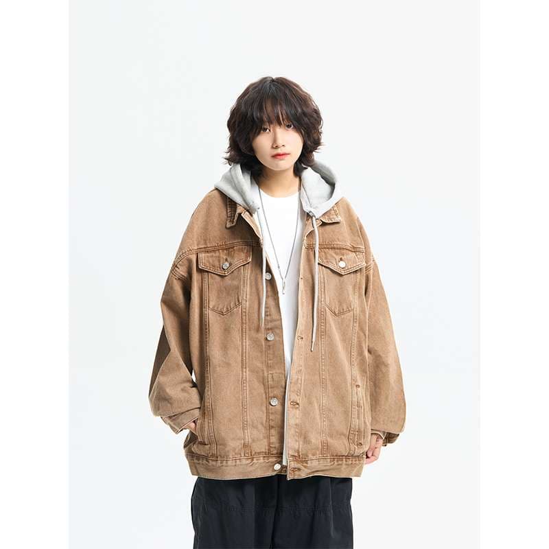 パーカー フード付きオーバーサイズデニムジャケット