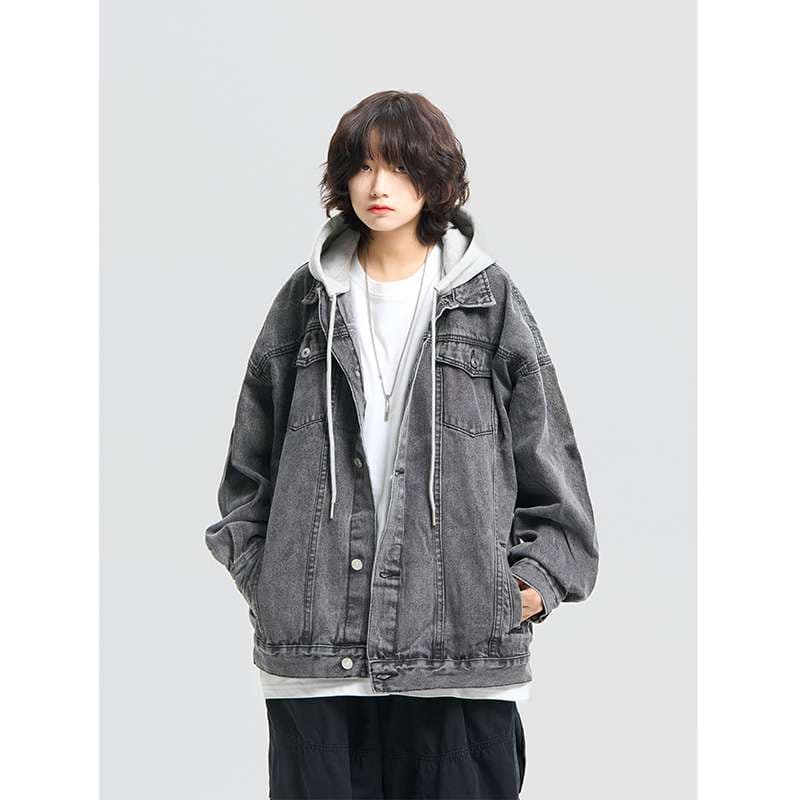 パーカー フード付きオーバーサイズデニムジャケット