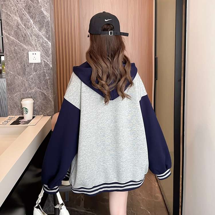 学生風オーバーサイズジップパーカー