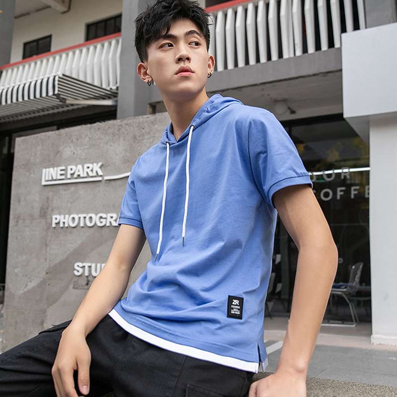 フード付き半袖パーカー