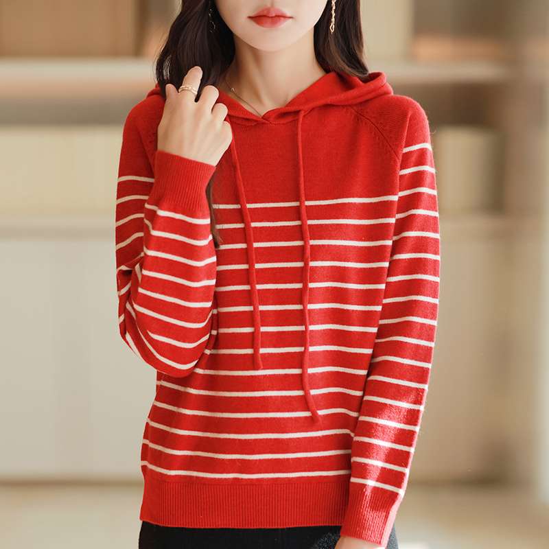 ボーダー柄プルオーバーパーカー