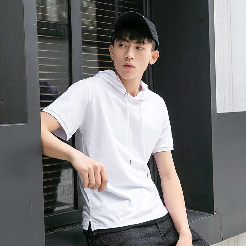 フード付き半袖パーカー