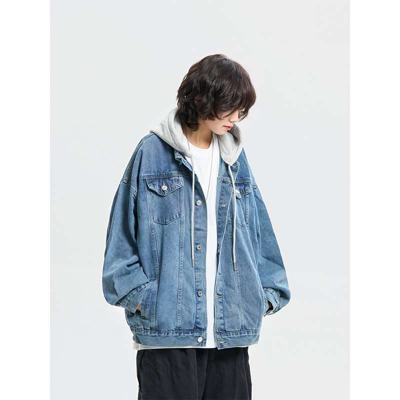 パーカー フード付きオーバーサイズデニムジャケット