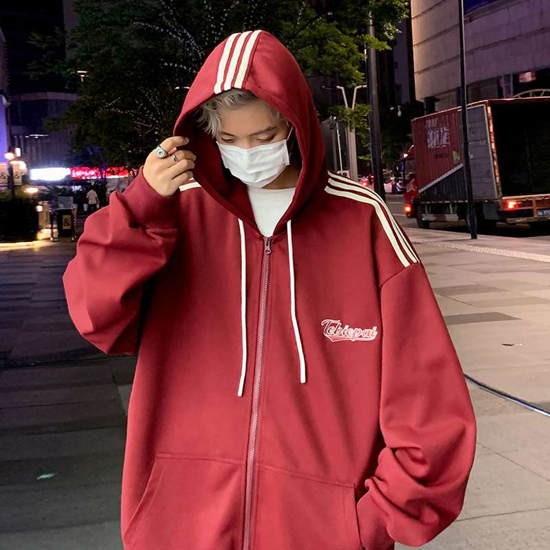  ゆったりストリート系ジップアップパーカー