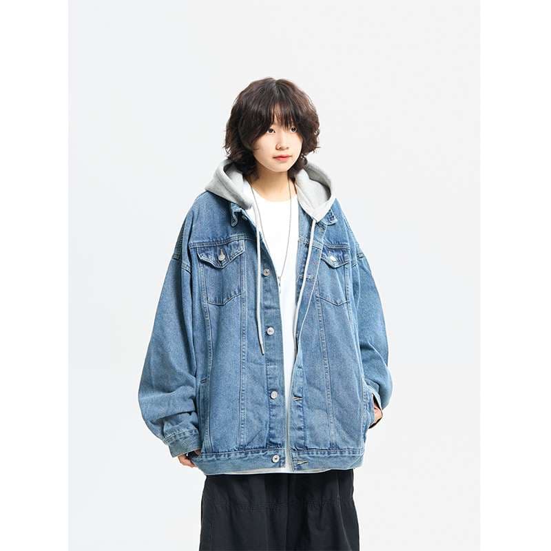 パーカー フード付きオーバーサイズデニムジャケット