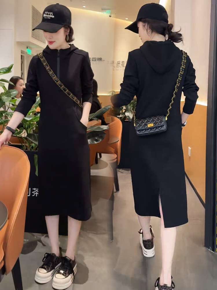 ミディ丈ストリートパーカーワンピース