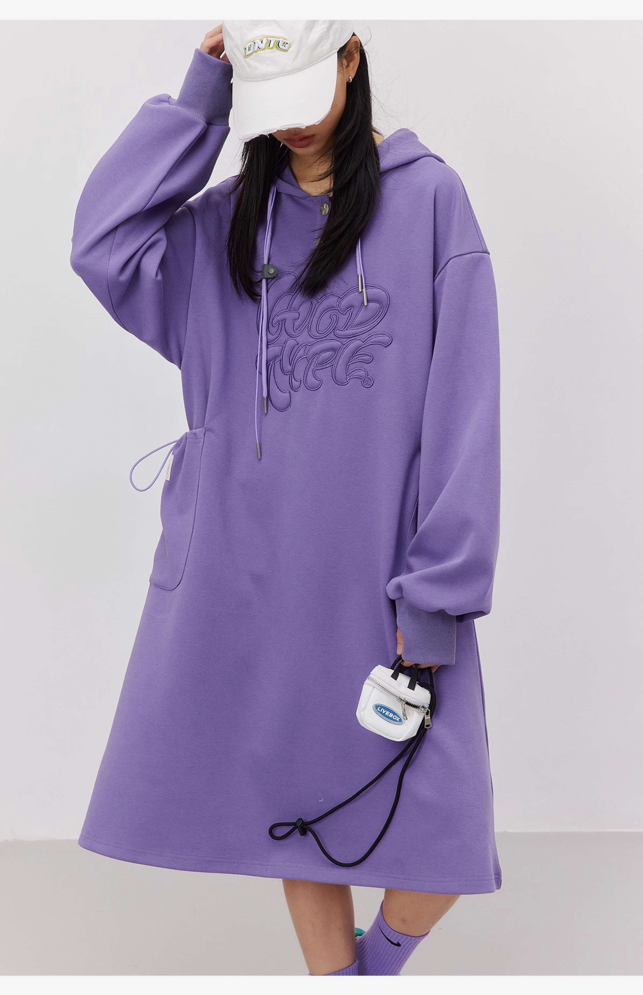 ゆったりロング丈パーカーワンピース