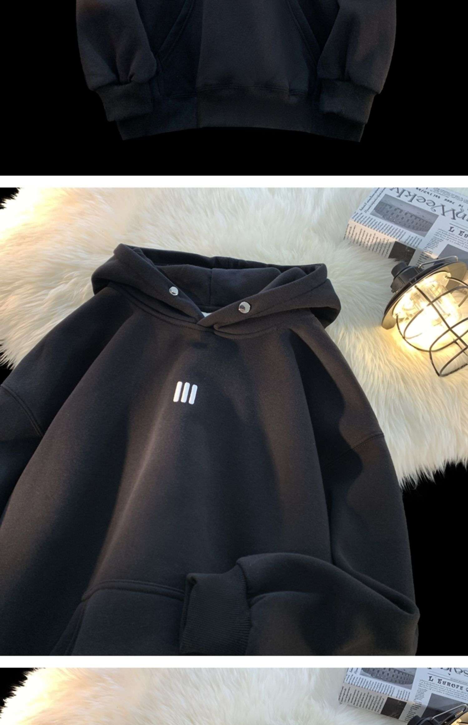  シンプルスリーラインプルオーバーパーカー