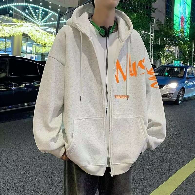 ストリート系オーバーサイズジップパーカー