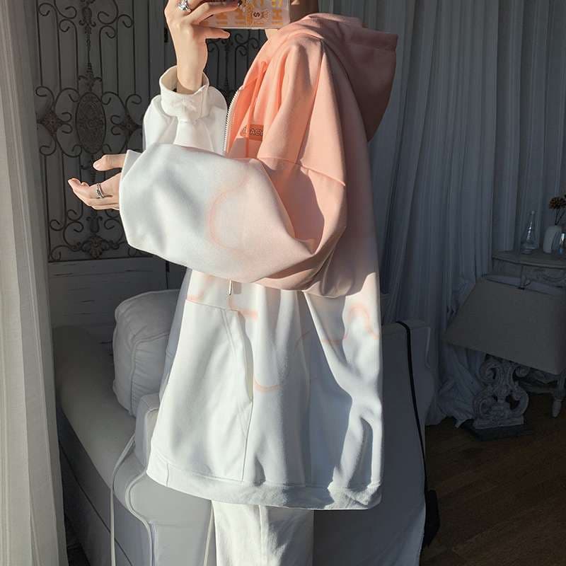 オーバーサイズ グラデーション ジップパーカー