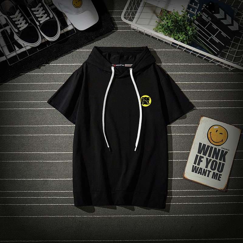 パーカー スマイル刺繍フード付きTシャツ