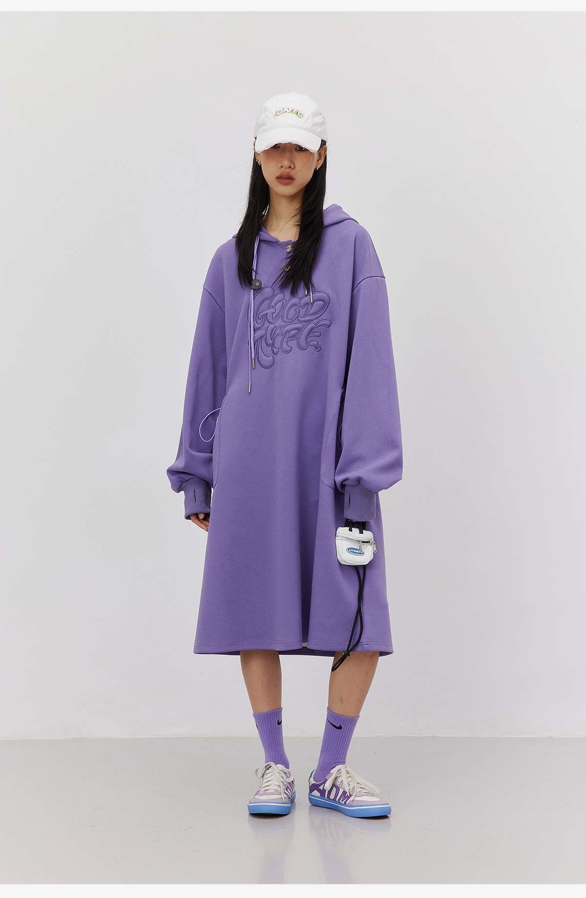 ゆったりロング丈パーカーワンピース