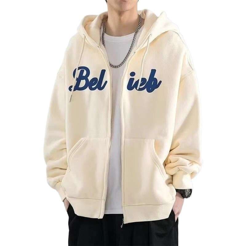  ロゴ入りゆったりジップパーカー