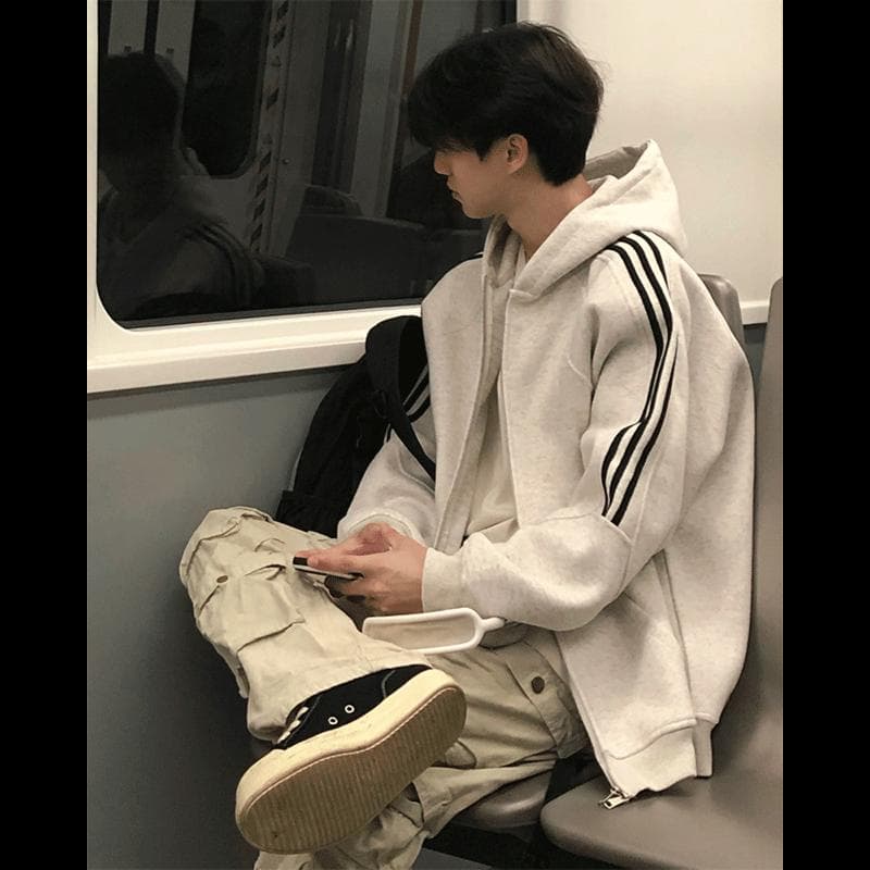 スポーティーストライプジップパーカー
