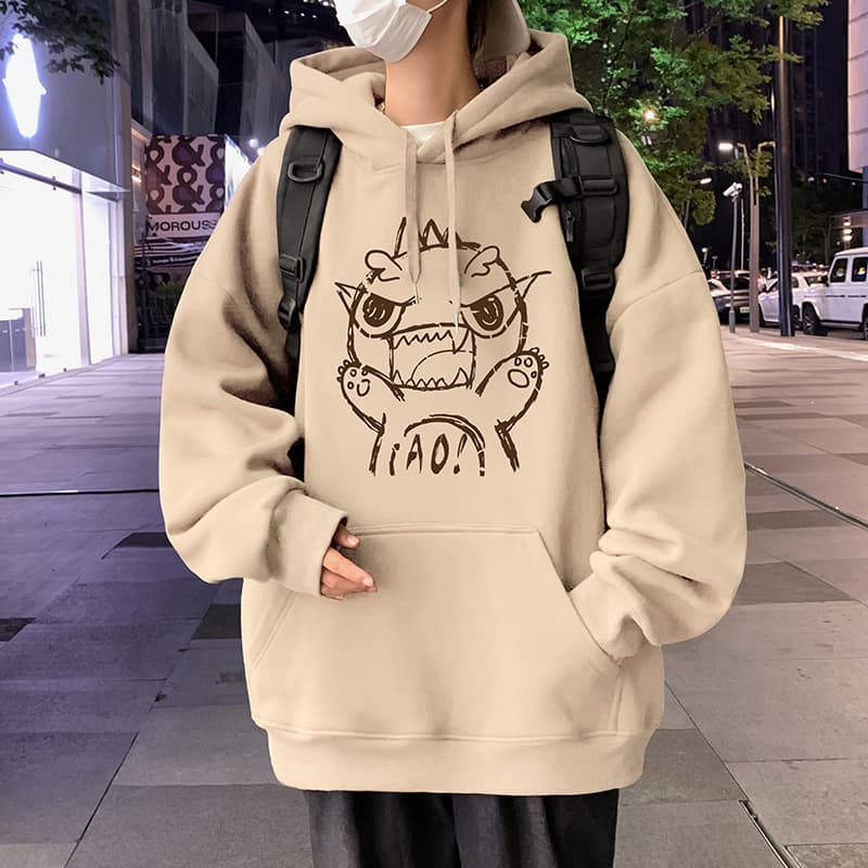 怪獣イラスト ゆったりパーカー
